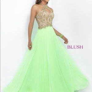 Long Green High Neck Dress